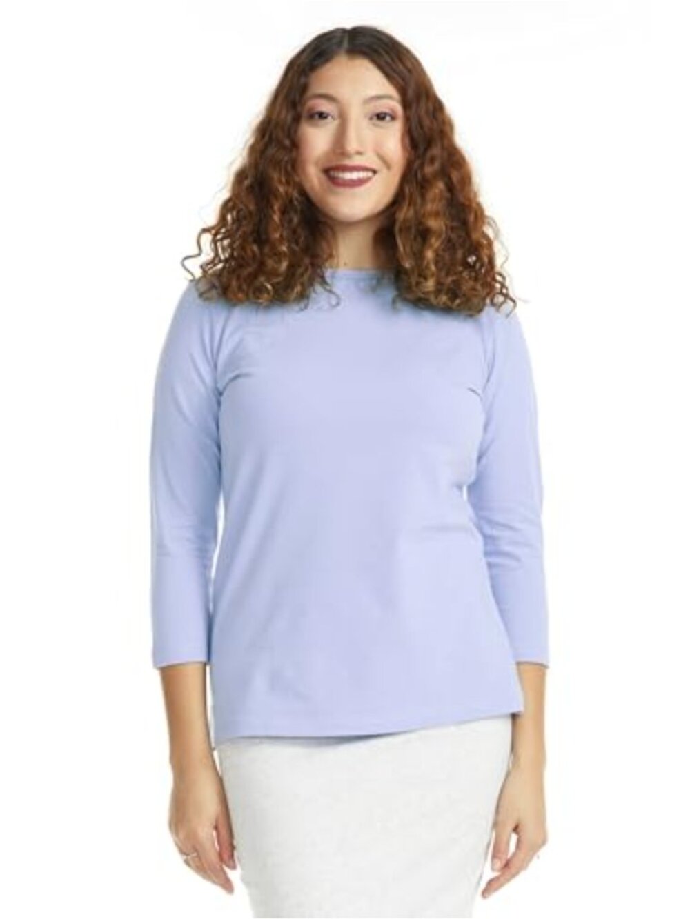 Esteez 3/4 Sleeve Crew Neck Cotton T-Shirt for Women - Relaxed Fit - Base